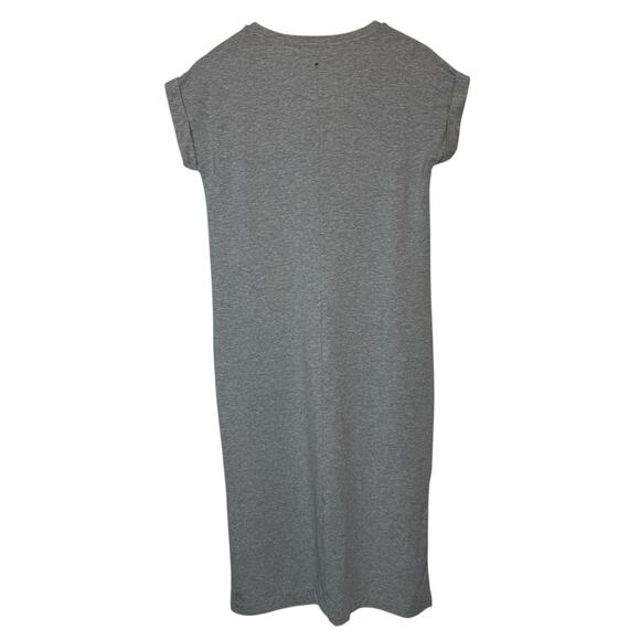 Cuyana Pima Cotton T Shirt Midi Dress Gray Short Sleeve Side Slits Medium - Picture 6 of 7